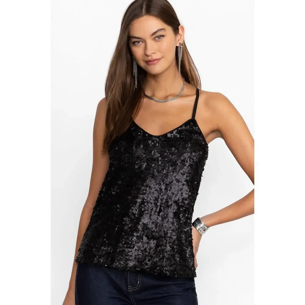 NWT Johnny Was Etta Black Sequin Camisole Tank Size XS - Picture 3 of 16